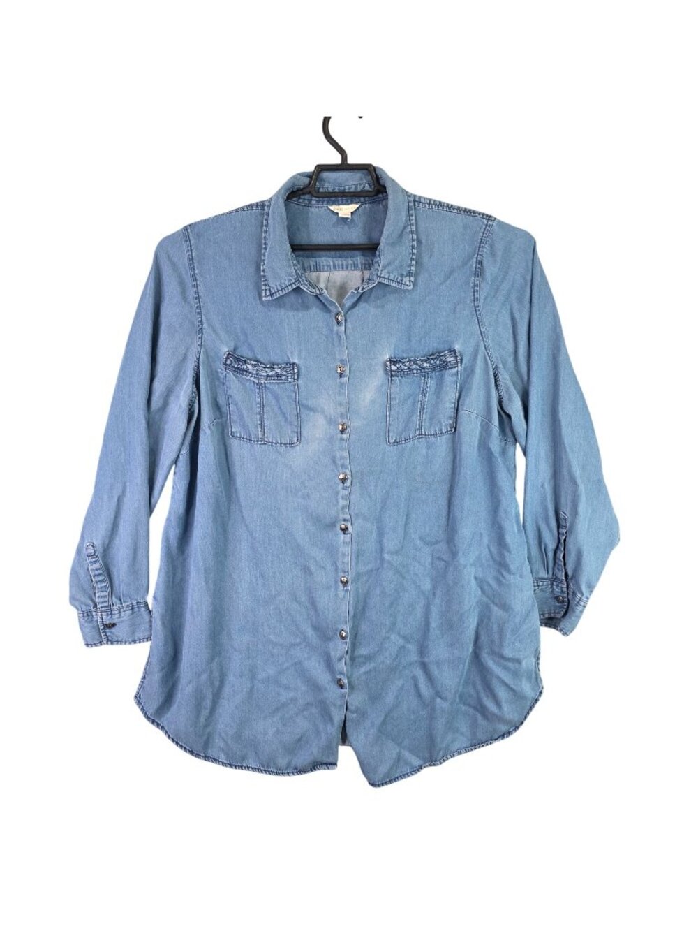 Womens Cato Blue Button Up Tencel Denim Shirt Long Sleeve Front Pockets 18/20W